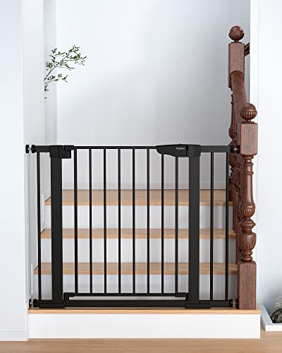 Mom's Choice Awards Winner-Cumbor 29.7"-40.6" Width Pressure Mounted Self Closing Baby Gate for Stairs, Durable Extra Wide Dog Gate for Doorways, Easy Walk Thru Pet Gate for Dogs Indoor