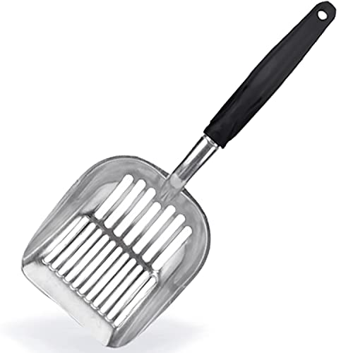 Moonshuttle Metal Cat Litter Scoop, Durable, Works with All Type of Cat Litter, Ergonomically Designed Handle