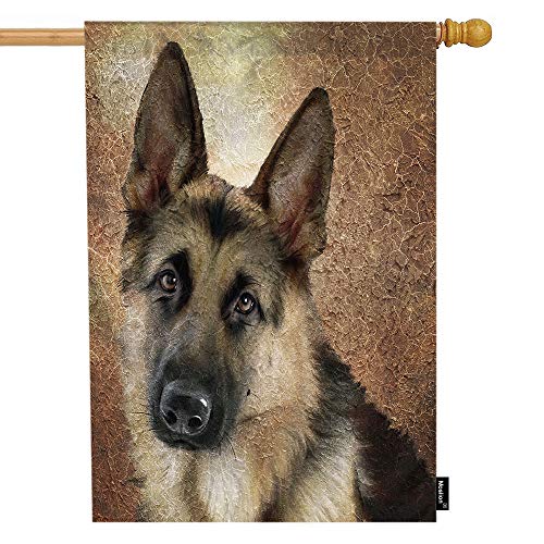 Moslion German Shepherd House Flag 28x40 Inch Dog Lovely Animal Portrait Adorable Pet Summer House Flag Decorative Outdoor House Flags Double-Sided Cotton Linen