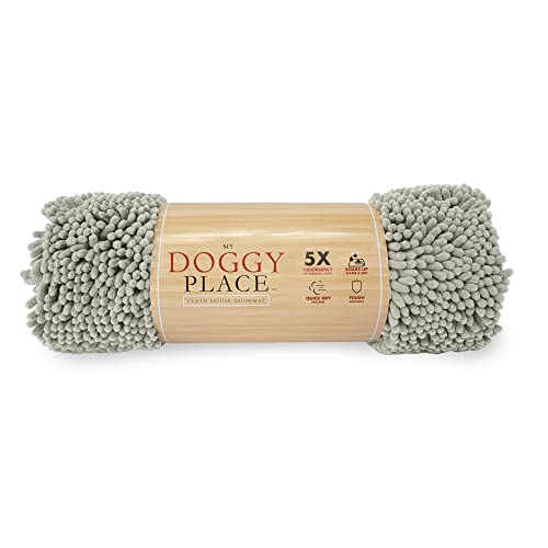 My Doggy Place - Microfiber Door Mat - Soft and Plush Pet Mat for Every Room of The House - Dirt and Water Absorbent Mat - Washer & Dryer Safe Non-Slip Mat - Light Grey - L - 36 x 26 in