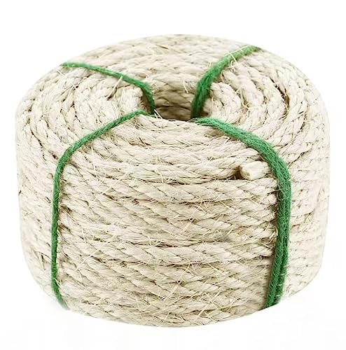 Nature Hemp Rope,1/4inch Heavy Duty Jute Twine Cat Tree & Tower, DIY Cat Scratcher Cat Scratching Post Tree Replacement, Scratching Pad, DIY Crafts Gardening Hammock Home Decorating(164FT)