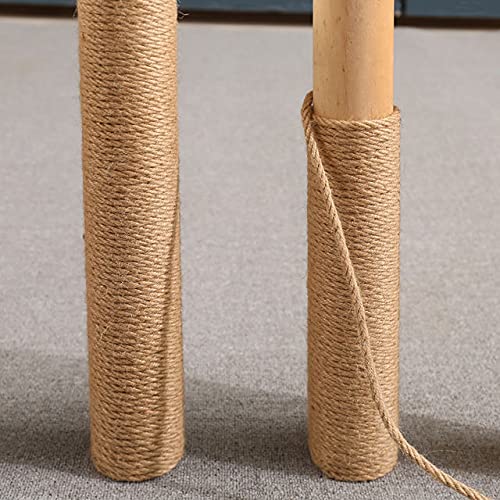 Nature Hemp Rope,1/4inch Heavy Duty Jute Twine for Cat Tree and Tower, DIY Scratcher Scratching Post Replacement, Pad, Crafts Gardening Hammock Home Decorating（33FT）