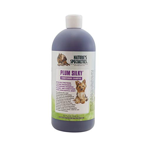 Nature's Specialties Plum Silky Ultra Concentrated Dog Shampoo Conditioner, Makes up to 6 Gallons, Natural Choice for Professional Pet Groomers, Silk Proteins, Made in USA, 32 oz