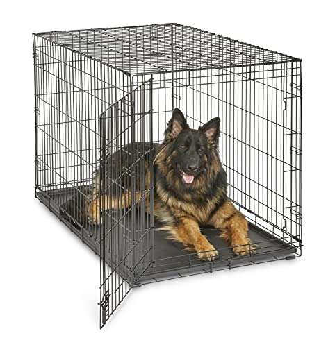 New World Pet Products Newly Enhanced Single & Double Door New World Dog Crate, Includes Leak-Proof Pan, Floor Protecting Feet, & New Patented Features