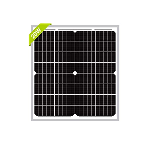 Newpowa 20W 12V Solar Panel High-Efficiency Monocrystalline 12V PV Module Designed for 12V Off Grid System, Charge Your 12V Battery of RV, Boat, Camper, Trailer, Gate Opener