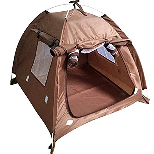 OLizee Breathable Washable Pet Puppy Kennel Dog Cat Folding Indoor Outdoor House Bed Tent (Brown,M)