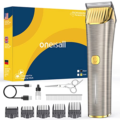 oneisall Dog Clippers for Grooming for Thick Matted Coats, 2 Speed Low Noise Dog Pet Grooming Kit with Metal Blade Pet Hair Trimmers for Dogs Cats