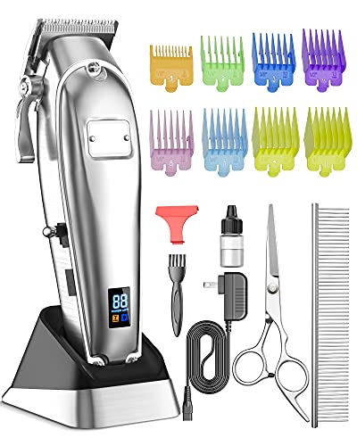 oneisall Dog Grooming Clippers for Thick Heavy Coats,2 Speed Cordless Hair Trimmers with Metal Blade Grooming Kit for Pets Dogs Cats Animals