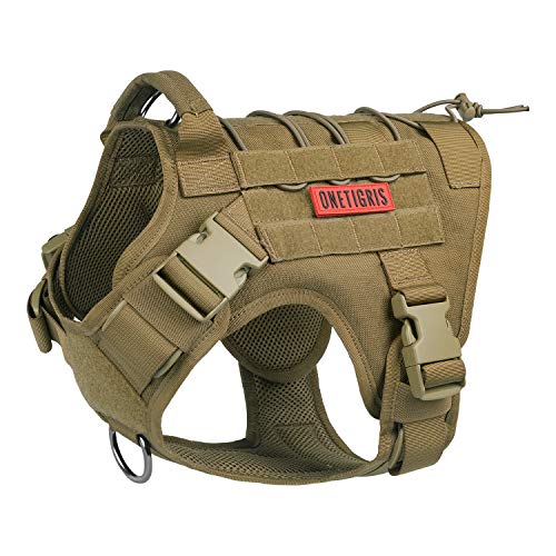 OneTigris Tactical Dog Harness - Fire Watcher Comfortable Patrol Vest (Coyote Brown, Medium)
