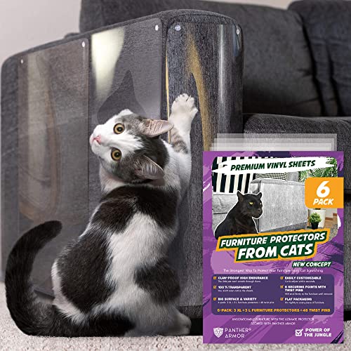 Panther Armor 6-Pack Furniture Protector Sheets - Sofa Protector - Anti Scratch from Cats - Couch Corner Protectors for Cats Cover