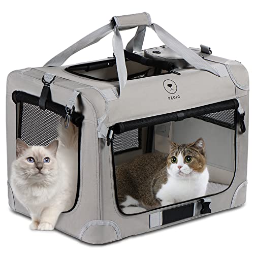 PEGIC Extra Large Cat Carrier for 2 Cats, Portable Soft Sided Large Pet Carrier for Traveling, Indoor and Outdoor Uses, 24"×16"×16"