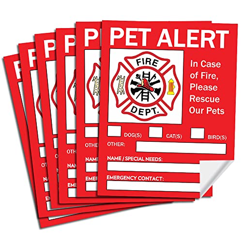 Pet Alert Safety Fire Rescue Sticker - Save Our Pets Emergency Pet Inside Decal - In Case of Emergency Danger Pet In House Home Window Door Sign