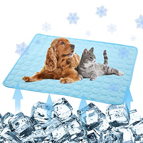 Pet Cooling Mat for Dogs Cats-Ice Silk Dog Cooling Mats, Summer Dog Cooling Pads, Dog Crate Mat Cat Cooling Mat, Portable & Washable Pet Cooling Blanket for Kennel/Sofa/Bed/Floor/Car Seats