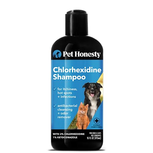 Pet Honesty Chlorhexidine Shampoo - Ketoconazole & Aloe for Dogs & Cats - Helps Itching, Hot Spots, Irritation & Allergies, Sensitive Skin, Deodorizing Dog Shampoo, Dog Grooming Supplies - 16oz