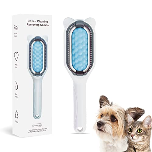 Pet Knots Remover, Reusable Cat and Dog Hair Remover, Cat Brush 4 in 1 Universal Pet Hair Remover for Pet Hair Cleaning and Grooming,Remove Rough Fur,Blue