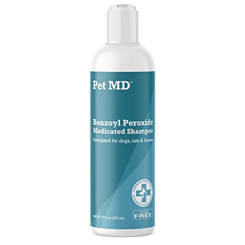 Pet MD - Benzoyl Peroxide Medicated Shampoo for Dogs and Cats - Effective for Skin Conditions, Dandruff, Itch Relief, Acne and Folliculitis - Citrus Scent - 12 oz