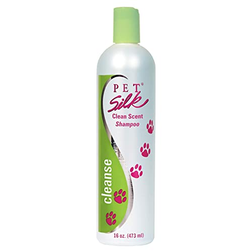 PET SILK Shampoo - Long Lasting Fresh Scent - Clean and Condition Pet's Fur - Gentle Odor Remover for Puppies, Dogs and Cats (Clean Scent - 16 oz)