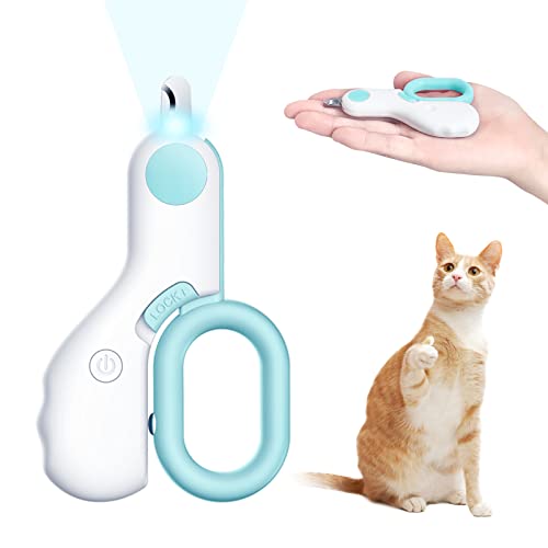 Petgravity Cat Dog Nail Clippers with LED Light to Avoid Over-Cutting Mini Pet Nail Trimmer Suitable for Beginners Professional Grooming Tools for Small Animals Claw Care Green