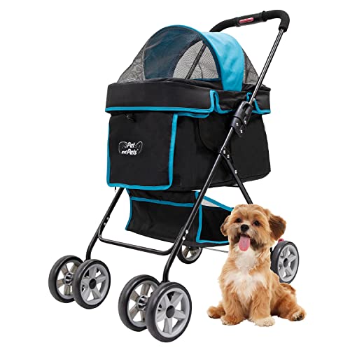 Petique Swift Stroller, Pet Cart for Small Size Cats and Dogs, Ventilated Pet Jogger for Cats & Dogs Teal