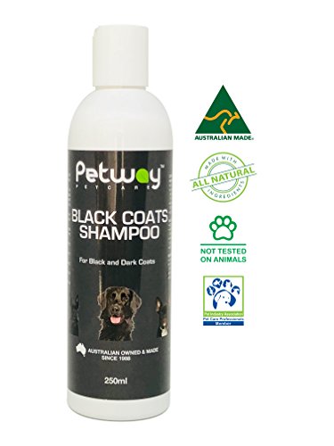Petway Petcare Black Coat Shampoo, Natural Pet Shampoo for Dogs with Black Coats, Enhances Natural Coat Colours, pH Balanced Biodegradable Dog Shampoo, Free of Phosphates, Parabens & Enzymes, 250ml