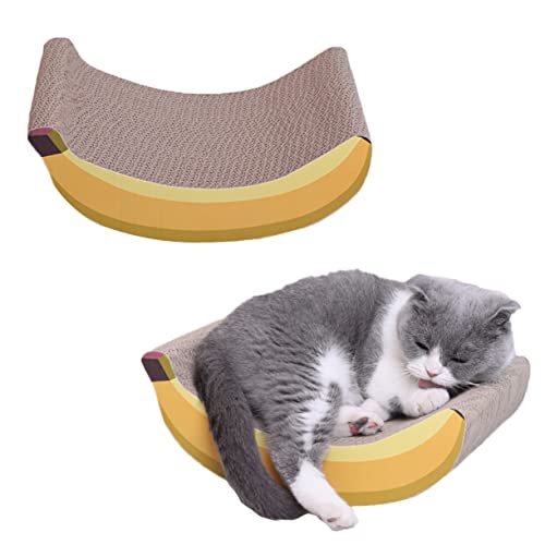 POPETPOP 1pc Banana Corrugated Cat Scratching Post Banana Toys Toyss Pets Toys Cat Scratch Carpet Cat Scratcher Lounge Cat Scratch Mat Kitten Scratch Board Cat Scratch Board Cat Toy Yellow