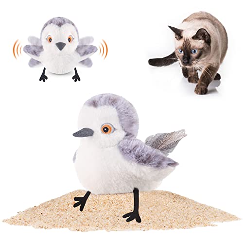 Potaroma Cat Toys Flapping Bird (No Flying), Lifelike Sandpiper Chirp Tweet, Rechargeable Touch Activated Kitten Toy Interactive Cat Exercise Toys, Beating Wings Cat Kicker Catnip Toys 4.0"