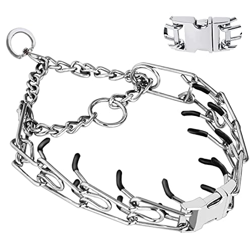 Prong Collar for Dogs, Pinch Collar for Dogs, Adjustable Dog Training Collar with Quick Release Buckle for Small Medium Large Dogs(Packed with Two Extra Links) (M/L(18-23" Neck, 3.00mm))