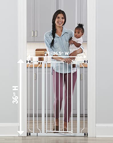 Regalo Easy Step 36" Extra Tall Walk Thru Baby Gate, Includes 4-Inch Extension Kit, 4 Pack of Pressure Mount Kit and 4 Pack Wall Cups and Mounting Kit, Pack of 1