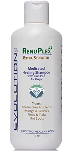 RenuPlex Medicated Dog Mange Shampoo. Extra Strength Mange Shampoo for Dogs Eliminates Mange, Scabies & Severe Skin Problems. All Natural Dog Shampoo. Unconditional Guarantee. Made in USA…