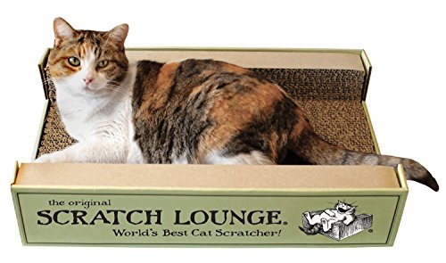 Scratch Lounge Cardboard Cat Scratcher & Lounger for Large Cats - XL 13x22 with Reversible Floor & Catnip - Heavy Duty Durable Bed Lasts 10x Longer Than Conventional Scratchers