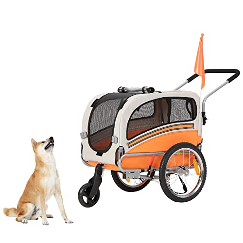 Sepnine & Leonpets pet Carry of 2 in1 pet Dog Bike Trailer Bicycle Trailer and Jogger 20303 Orange…