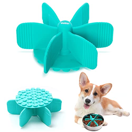 Silicone Slow Feeder Dog Bowls Insert, Spiral Dog Slow Feeder Bowl Insert for Large Medium Small Breed to Slow Down Eating , Raised Dog Bowl Slow Feeder with Strong Octopus Suction Cup (Green)