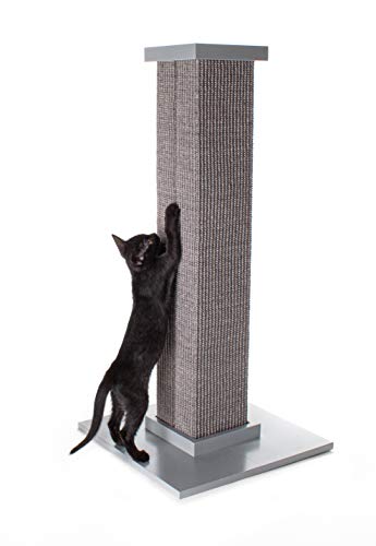 SmartCat Ultimate Scratching Post – Gray, Large 32 Inch Tower - Sisal Fiber, Simple Design - For All Cats