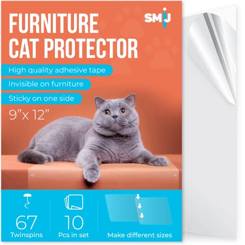 SMIJ Pet Couch Protector, Clear Pet Cat Dog Claw Guards Self-Adhesive Pads, Discreet Cat Scratch Furniture Protector Pad Deterrent,Cover to Protect The Upholstery, Door, Walls,Mattress,Car Seat