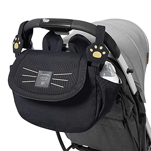 SUNVENO Universal Baby Stroller Organizer Bag Cat Diaper Mommy Travel Bag, Black
