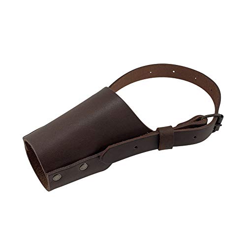 Taco Dog, Leather Dog Muzzle Guard Handmade from Full Grain Leather - Secure Training Cover, Mouth Guard Mask Prevents Biting Chewing - Bourbon Brown (Medium)