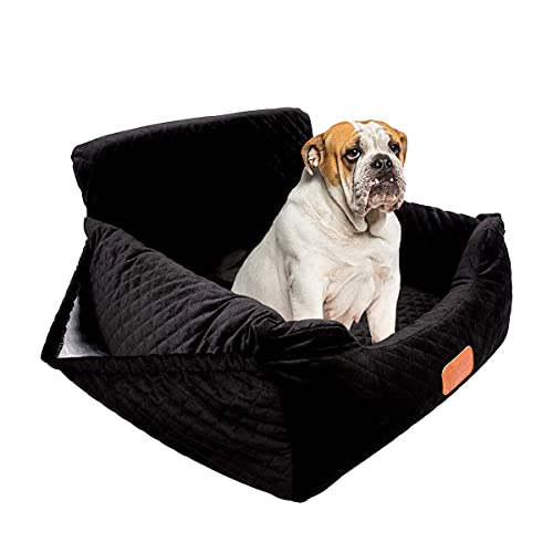 Tomyanner Dog Car Seat Pet Booster Seat with Pocket for Small and Medium Dogs Under 35 lbs Travel Safety,Non-Slip Base and Thickened Sponge Pad, can be Disassembled and Easy to Clean(Black)