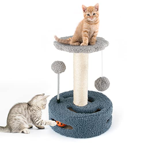 Towowl Cat Scratching Post with 3 Type Teaser Ball Toy,Cat Scratching Posts for Indoor Cats with Track Ball Turntable,Natural Sisal Cat Scratcher,Funny Sunflower Design Cat Tree/Cat Post