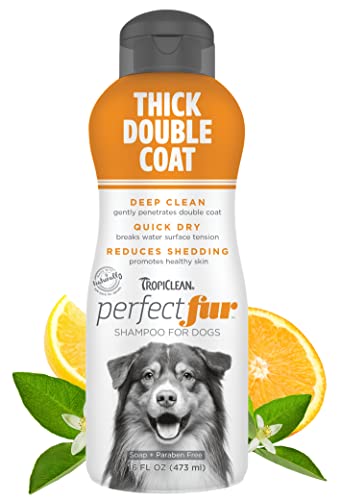 TropiClean Perfect Fur Dog Shampoo for Shedding Control & Deep Conditioning for Breeds with Thick Double Coats, 16 Ounce