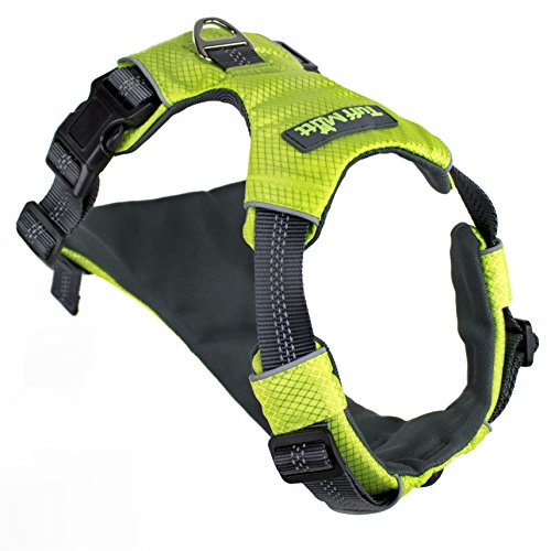 Tuff Mutt Dog Harness for Medium & Large Breeds, Easy On Easy Off with a No Pull Front Chest Clip, Walk, Run & Hike with Confidence, Stay Safe with Bright Reflective Stitching (Large/X-Large, Green)