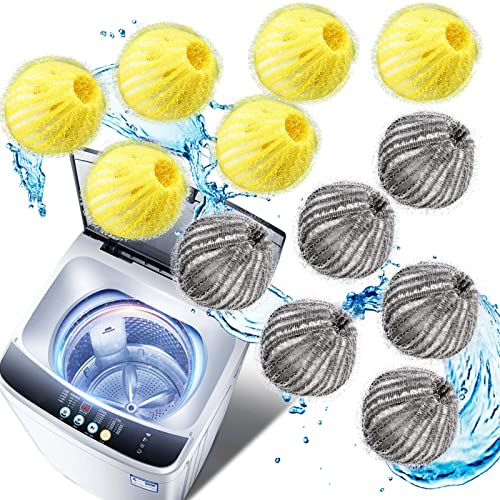 TUHIMO Pet Hair Remover for Laundry, Dog Hair Remover for Laundry, Pet Hair Remover for Clothes,Dryer Balls Laundry Reusable, Laundry Hair Catcher for Washing Machine,12 PCS