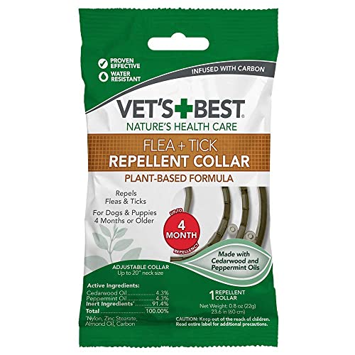 Vet's Best Flea and Tick Repellent Collar for Dogs - Flea and Tick Prevention for Dogs - Plant-Based Ingredients - Small to Large Dog Flea Collar - Up to 20” Neck Size