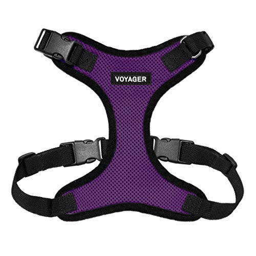 Voyager Step-in Lock Pet Harness - All Weather Mesh, Adjustable Step in Harness for Cats and Dogs by Best Pet Supplies - Purple/Black Trim, S