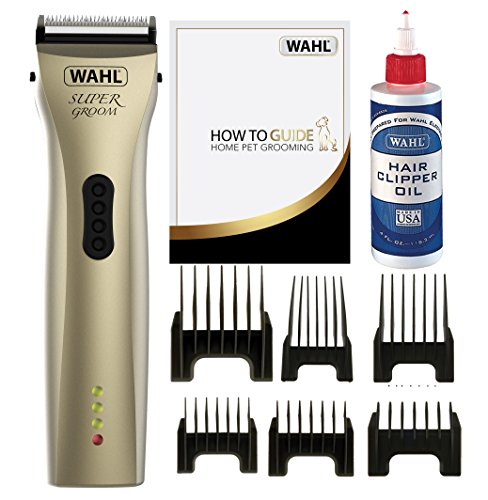 WAHL Dog Cat Clippers, Supergroom Premium Dog Cat Grooming Kit, for All Coat Types, Low Noise Cordless, Pets at Home, 100 Minutes Run Time, Precision Ground Blade