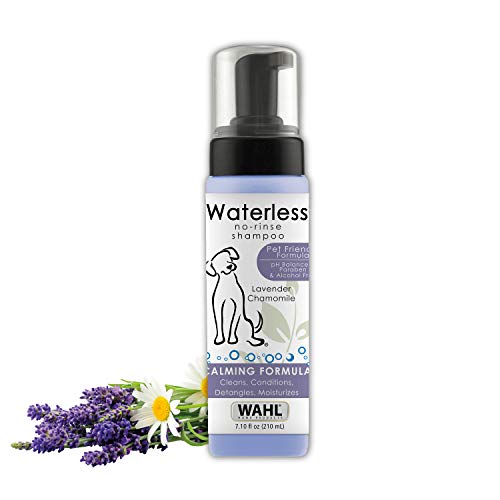 Wahl Pet Friendly Waterless No Rinse Shampoo for Animals – Lavender & Chamomile for Cleaning, Conditioning, Detangling, & Moisturizing Dogs & Horses – 7.1 Oz - Model 820014A