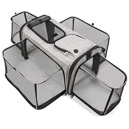 Walkpet Cat Dog Carrier with 4 Doors - Airline Approved Expandable Soft-Sided Pet Carrier, 4 Sides Expandable Cat Carrier with Fleece Pad, for Cats, Dogs, Puppies and Small Animals