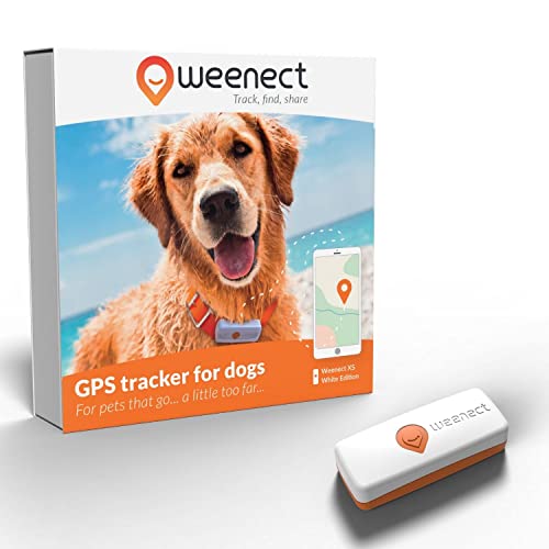 Weenect Dog GPS Tracker XS (White Edition 2023) | Real-Time GPS Tracking | No Range Limit | Smallest Tracker on The Market | Including Free 1 Year Subscription