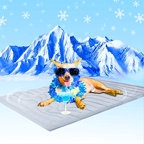 ZonLi Cooling Mat for Dogs, 36" x 23"Medium, Pet Pad Reversible (Cool & Warm), Sleeping Mats for Dog and Cat use in Crate, Machine Washable, Durable, Gel Free, Self Cooling, Grey