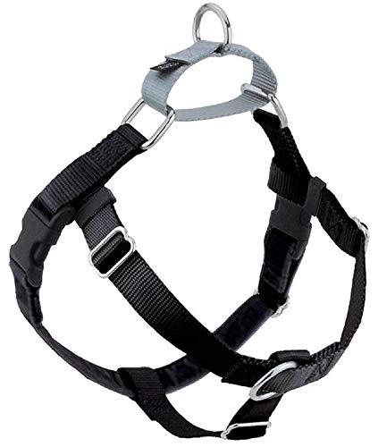 2 Hounds Design Freedom No Pull Dog Harness | Adjustable Gentle Comfortable Control for Easy Dog Walking | for Small Medium and Large Dogs | Made in USA | Leash Not Included | 1" MD Black