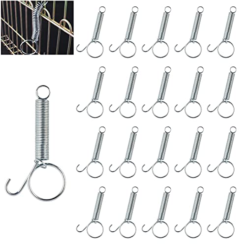 20PCS Spring Latch Hook for Cage Spring Cage Latch Metal Finger Spring Door Hook for Fixing Rabbit Birds Dog Cat Parrot Small Animal (3.34Inch)